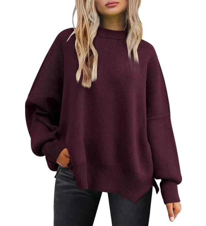 Noel - Gemütlicher Damen Strickpullover mit Seitenschlitz - schick & bequem