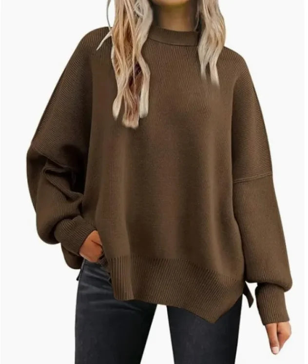 Noel - Gemütlicher Damen Strickpullover mit Seitenschlitz - schick & bequem