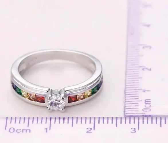 Anello di fidanzamento da donna con zirconi colorati