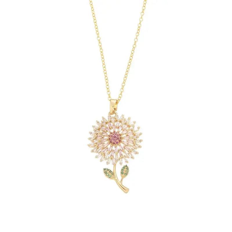 Collana con ciondolo girasole rosa che non sbiadisce mai