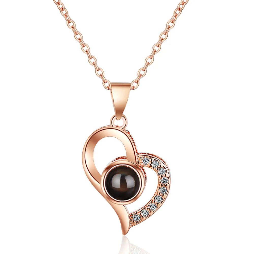 Collana "Ti amo" in 100 lingue con confezione regalo di lusso con 6 rose