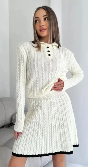 Pull tricoté boutonné à manches longues pour femme