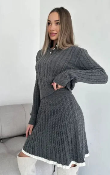 Pull tricoté boutonné à manches longues pour femme