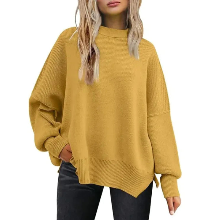 Noel - Gemütlicher Damen Strickpullover mit Seitenschlitz - schick & bequem