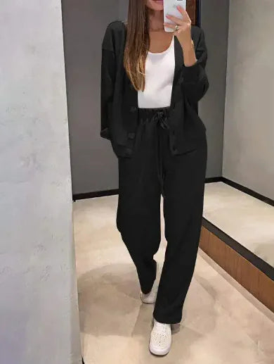 Ensemble veste et pantalon de sport femme en maille de coton