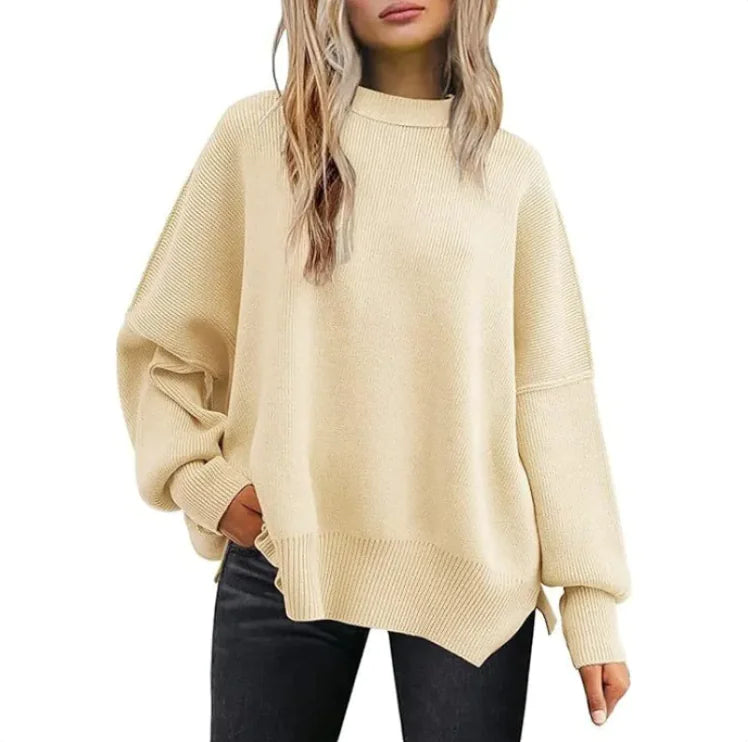 Noel - Gemütlicher Damen Strickpullover mit Seitenschlitz - schick & bequem