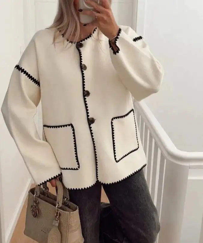 Manteau cardigan tricoté à la mode