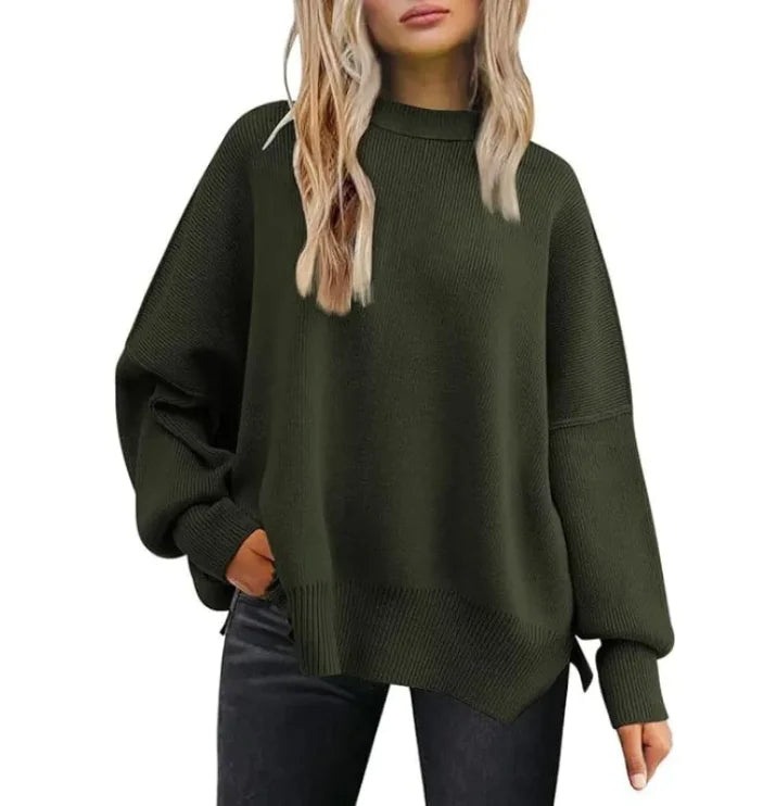 Noel - Gemütlicher Damen Strickpullover mit Seitenschlitz - schick & bequem