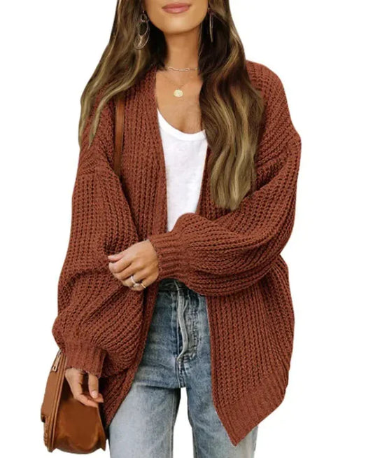 Nikki - Loose Retro Sweater Coat Women's Mid-length Knitted Cardigan