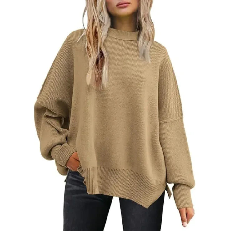 Noel - Gemütlicher Damen Strickpullover mit Seitenschlitz - schick & bequem